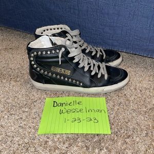 Golden goose slides with studs